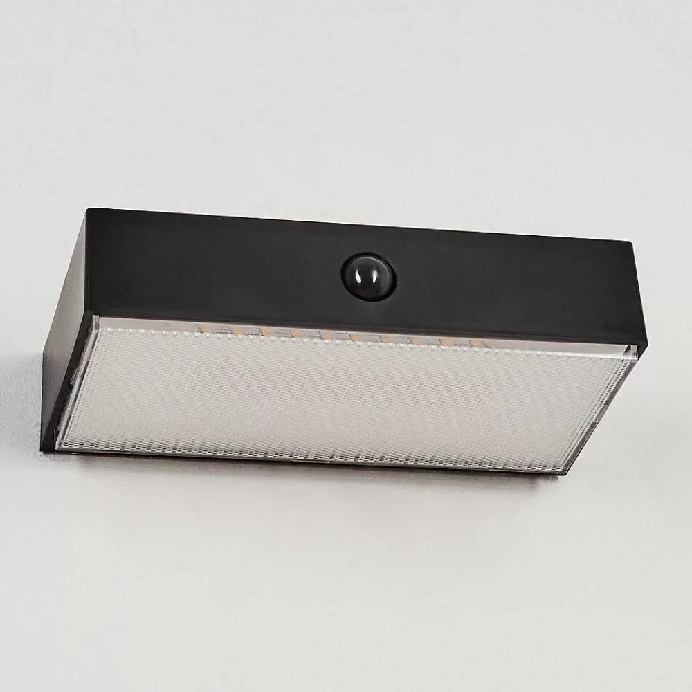 hofstein Applique Solaire Seilhac Led Noir, 1 Lumiere, Detecteur De Mouvement
