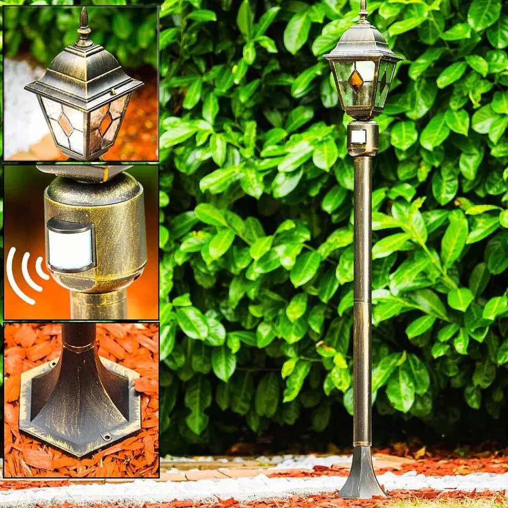 hofstein Borne Lumineuse Antibes Brun Dore, 1 Lumiere, Detecteur De Mouvement