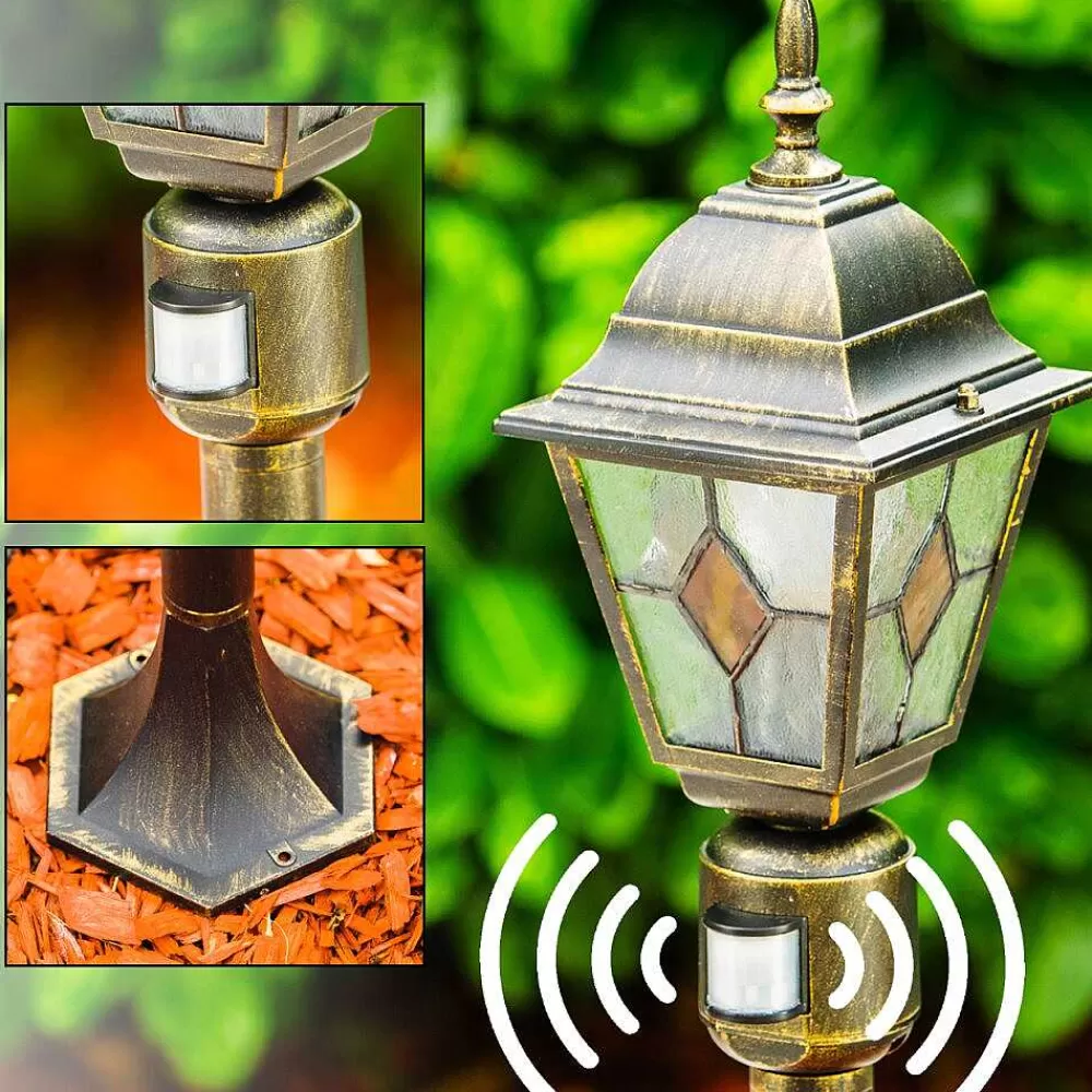hofstein Borne Lumineuse Antibes Brun Dore, 1 Lumiere, Detecteur De Mouvement