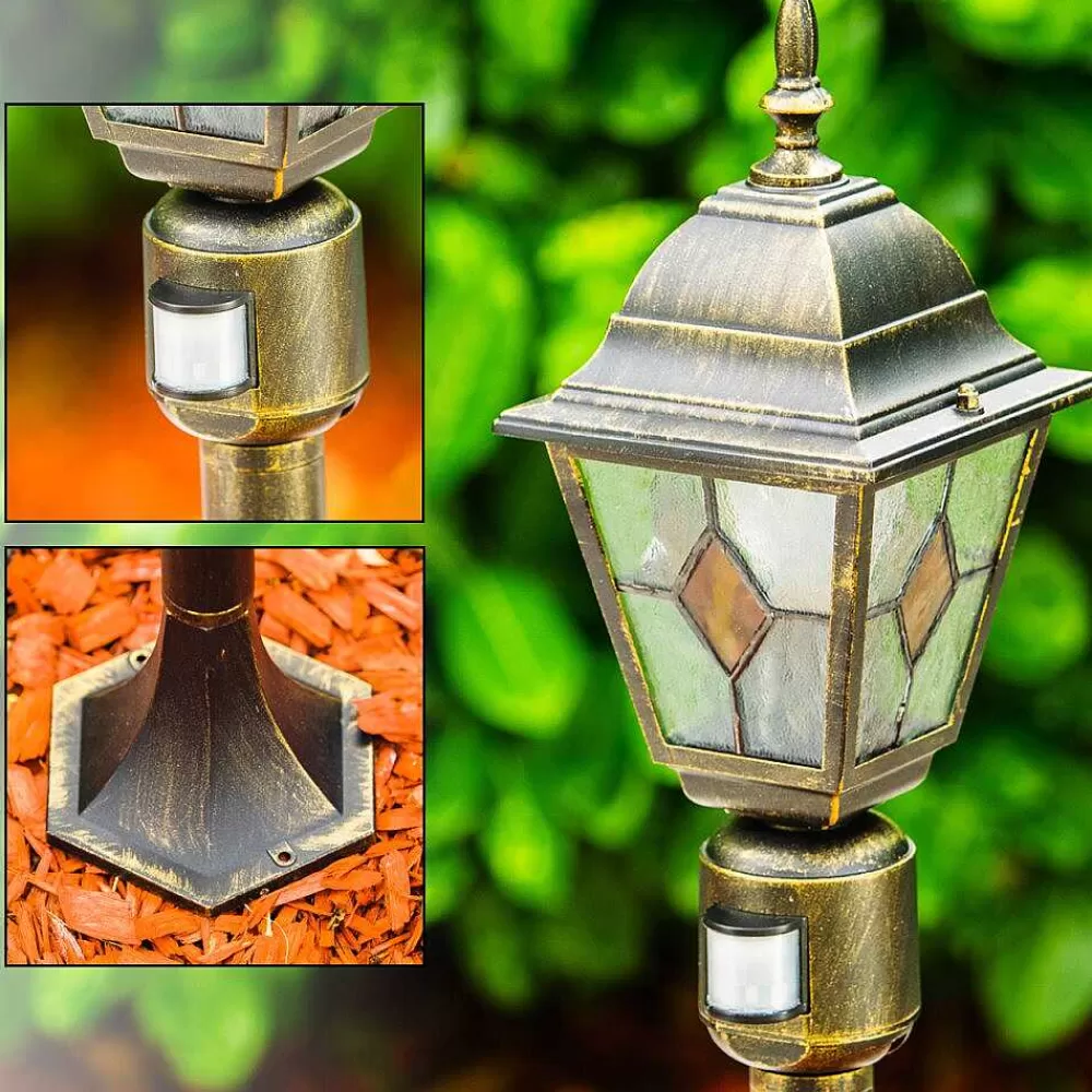 hofstein Borne Lumineuse Antibes Brun Dore, 1 Lumiere, Detecteur De Mouvement