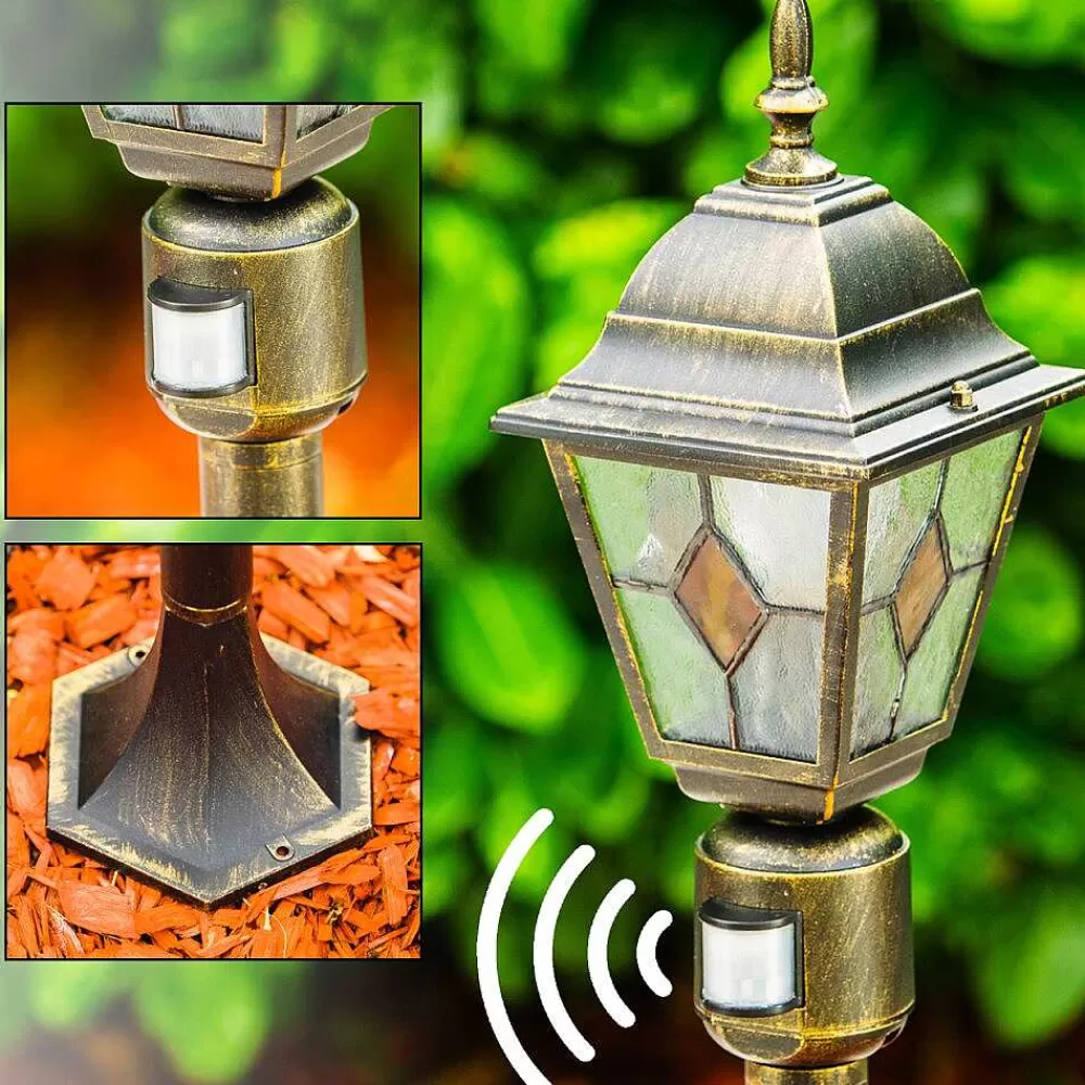 hofstein Borne Lumineuse Antibes Brun Dore, 1 Lumiere, Detecteur De Mouvement