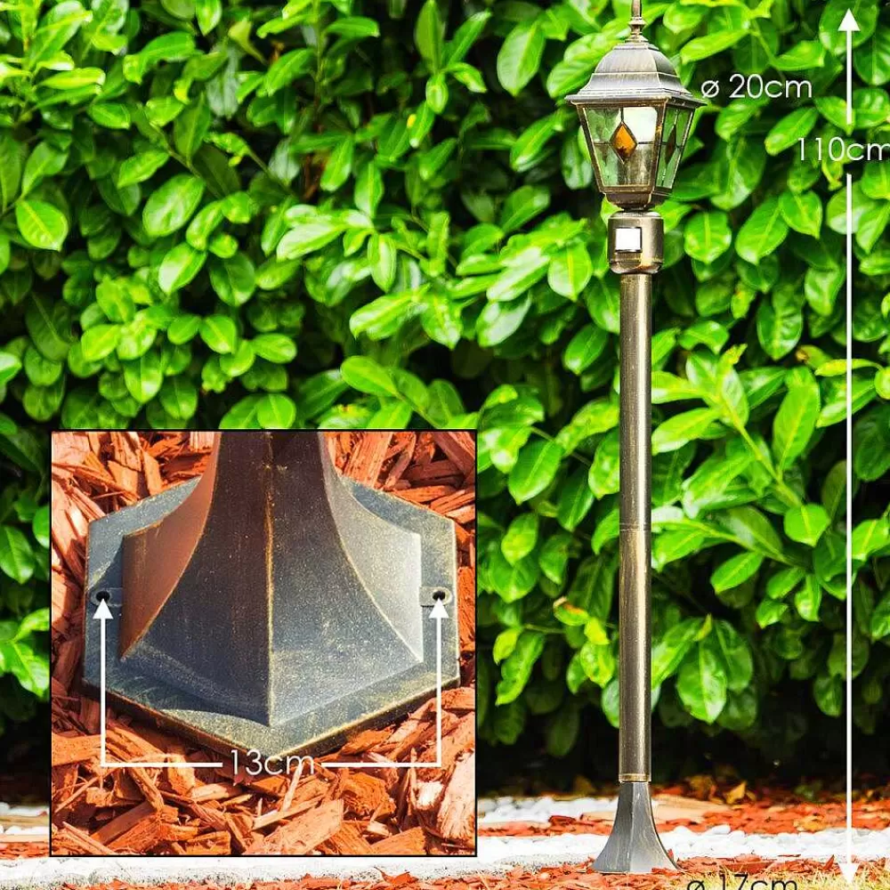 hofstein Borne Lumineuse Antibes Brun Dore, 1 Lumiere, Detecteur De Mouvement