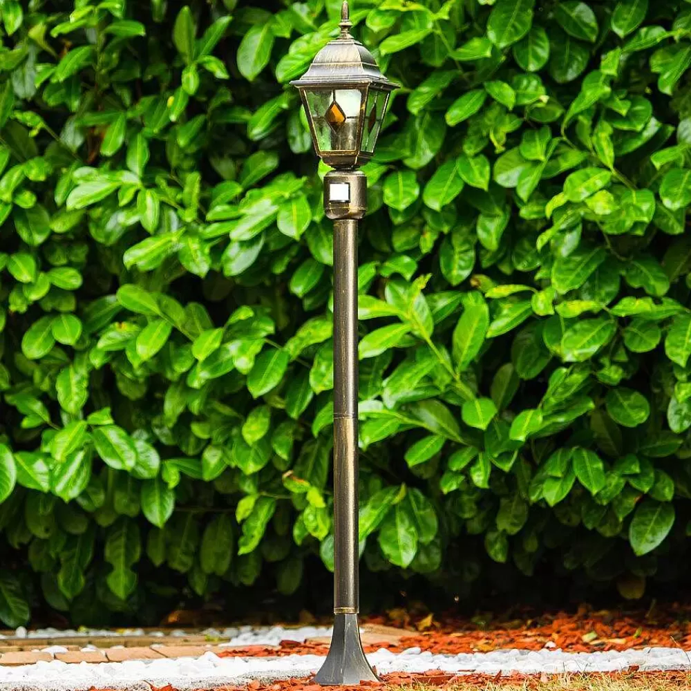 hofstein Borne Lumineuse Antibes Brun Dore, 1 Lumiere, Detecteur De Mouvement