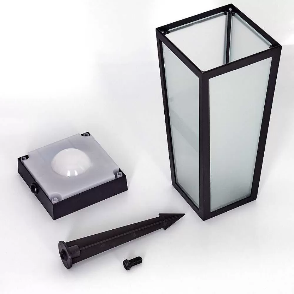 hofstein Borne Lumineuse Begg Led Noir, 1 Lumiere, Detecteur De Mouvement, Changeur De Couleurs