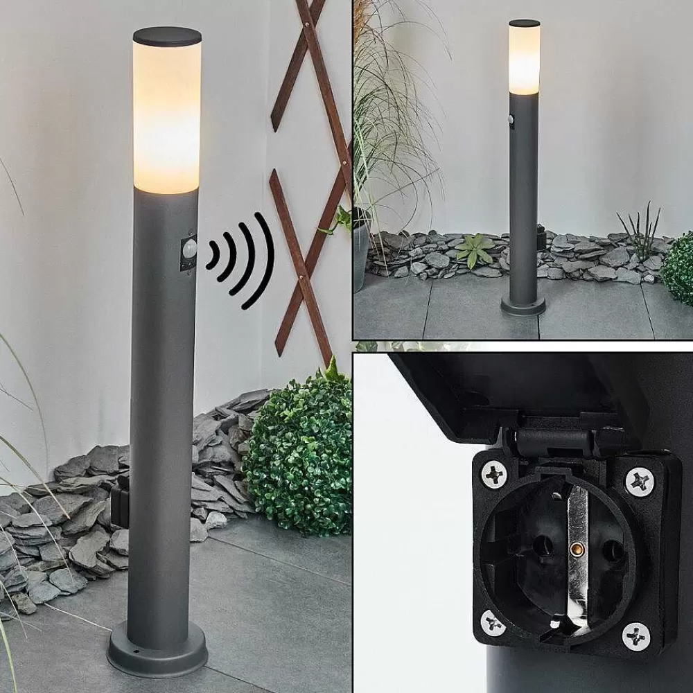 hofstein Borne Lumineuse Caserta Anthracite, 1 Lumiere, Detecteur De Mouvement