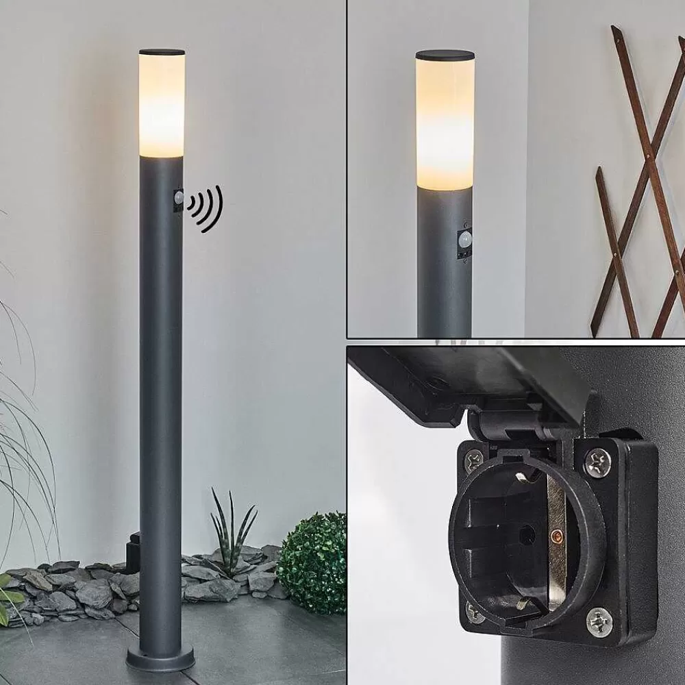 hofstein Borne Lumineuse Caserta Anthracite, 1 Lumiere, Detecteur De Mouvement