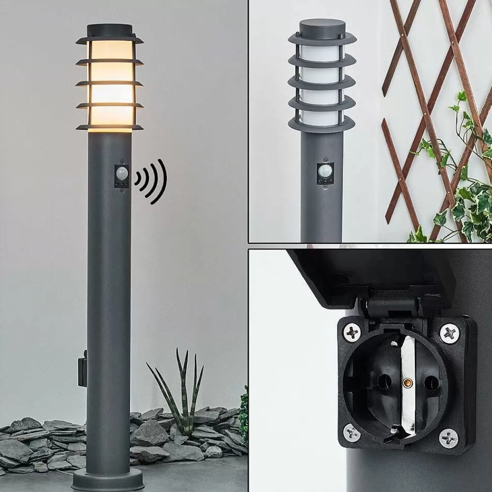 hofstein Borne Lumineuse Caserta Anthracite, 1 Lumiere, Detecteur De Mouvement