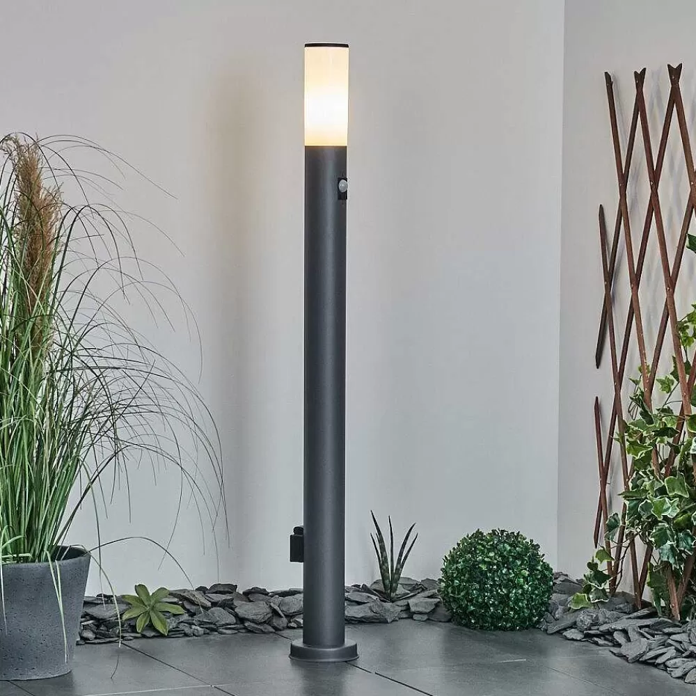 hofstein Borne Lumineuse Caserta Anthracite, 1 Lumiere, Detecteur De Mouvement