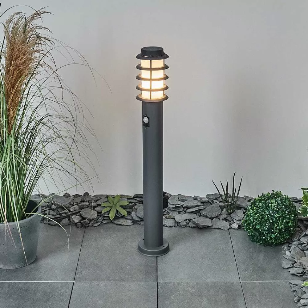 hofstein Borne Lumineuse Caserta Anthracite, 1 Lumiere, Detecteur De Mouvement