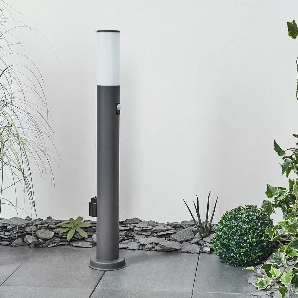 hofstein Borne Lumineuse Caserta Anthracite, 1 Lumiere, Detecteur De Mouvement