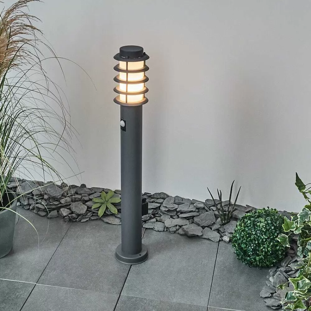 hofstein Borne Lumineuse Caserta Anthracite, 1 Lumiere, Detecteur De Mouvement