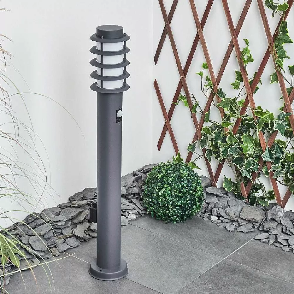 hofstein Borne Lumineuse Caserta Anthracite, 1 Lumiere, Detecteur De Mouvement