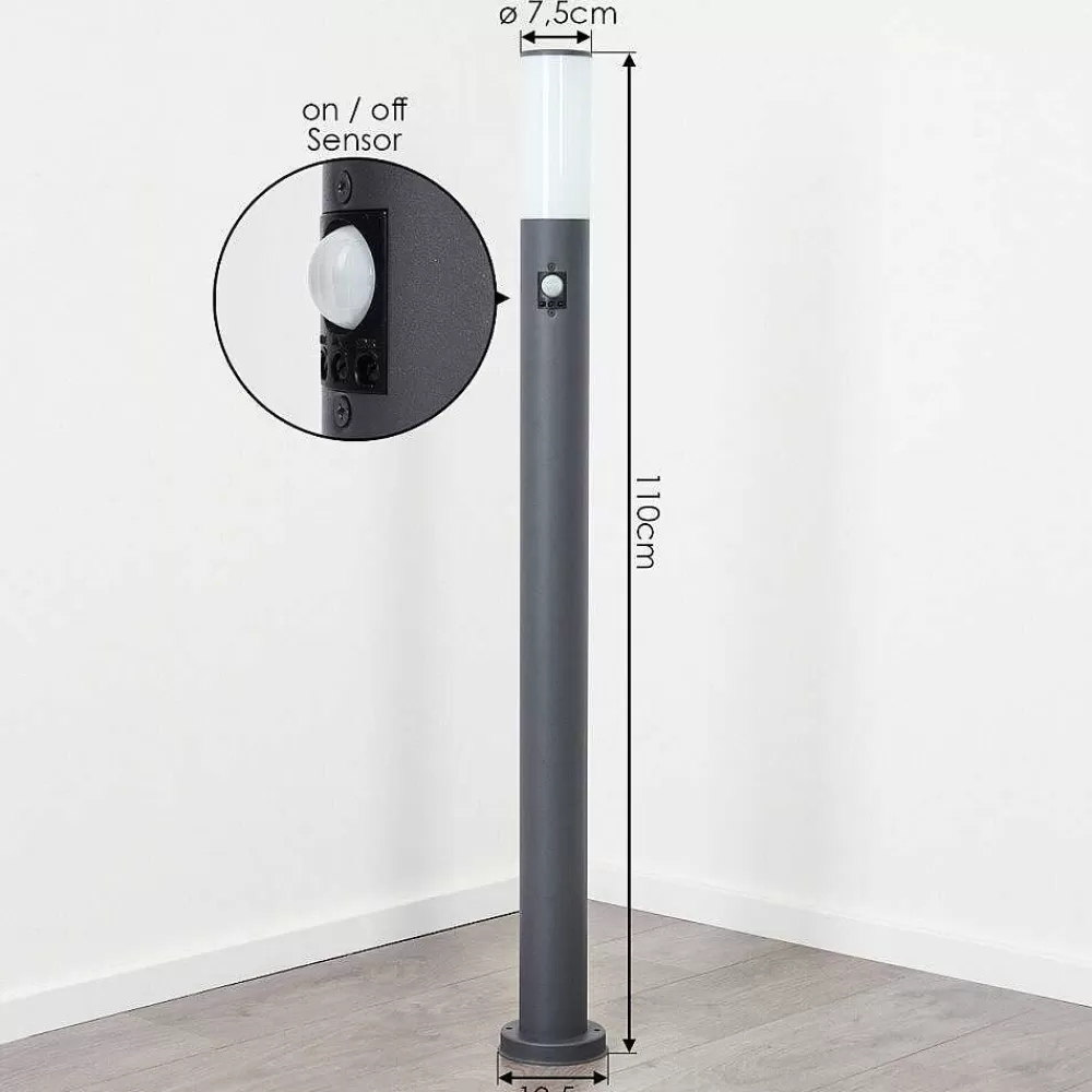hofstein Borne Lumineuse Caserta Anthracite, 1 Lumiere, Detecteur De Mouvement