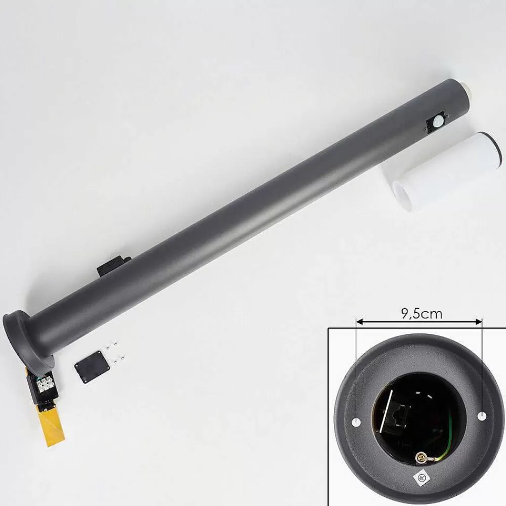 hofstein Borne Lumineuse Caserta Anthracite, 1 Lumiere, Detecteur De Mouvement