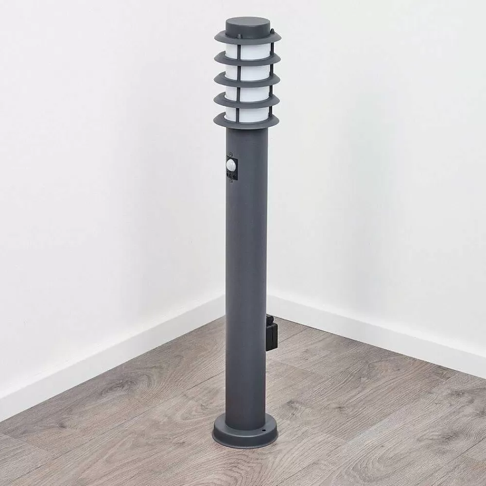 hofstein Borne Lumineuse Caserta Anthracite, 1 Lumiere, Detecteur De Mouvement