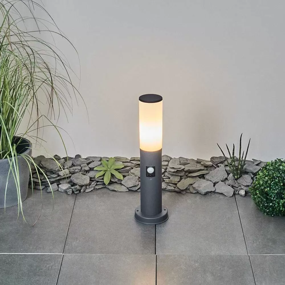 hofstein Borne Lumineuse Caserta Anthracite, 1 Lumiere, Detecteur De Mouvement