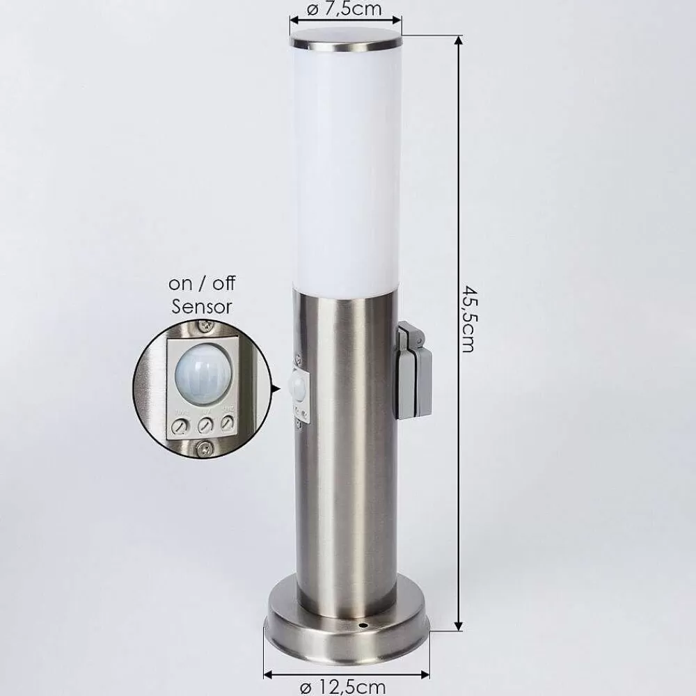 hofstein Borne Lumineuse Caserta Nickel Mat, 1 Lumiere, Detecteur De Mouvement