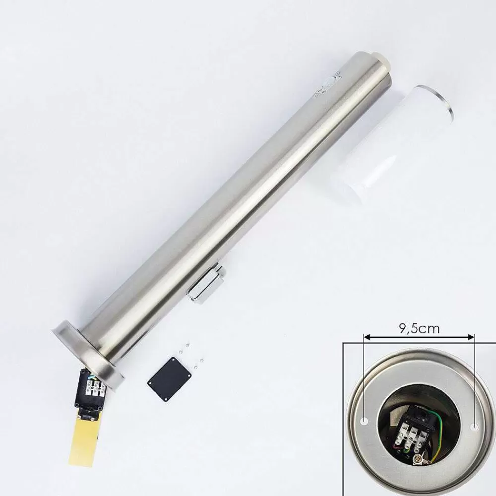 hofstein Borne Lumineuse Caserta Nickel Mat, 1 Lumiere, Detecteur De Mouvement