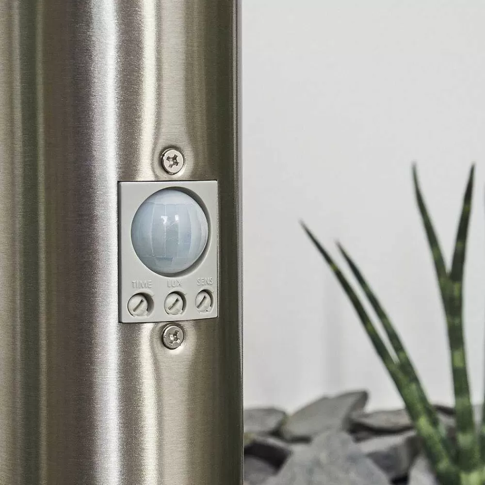 hofstein Borne Lumineuse Caserta Nickel Mat, 1 Lumiere, Detecteur De Mouvement