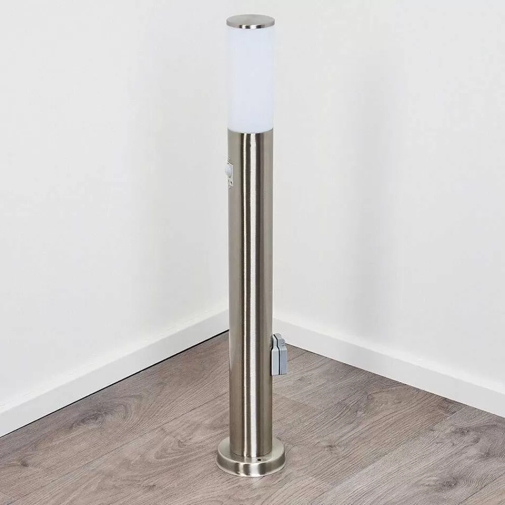 hofstein Borne Lumineuse Caserta Nickel Mat, 1 Lumiere, Detecteur De Mouvement