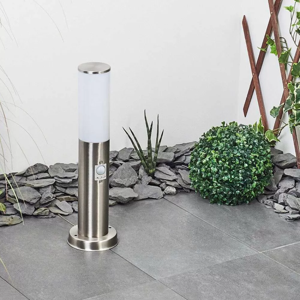 hofstein Borne Lumineuse Caserta Nickel Mat, Blanc, 1 Lumiere, Detecteur De Mouvement