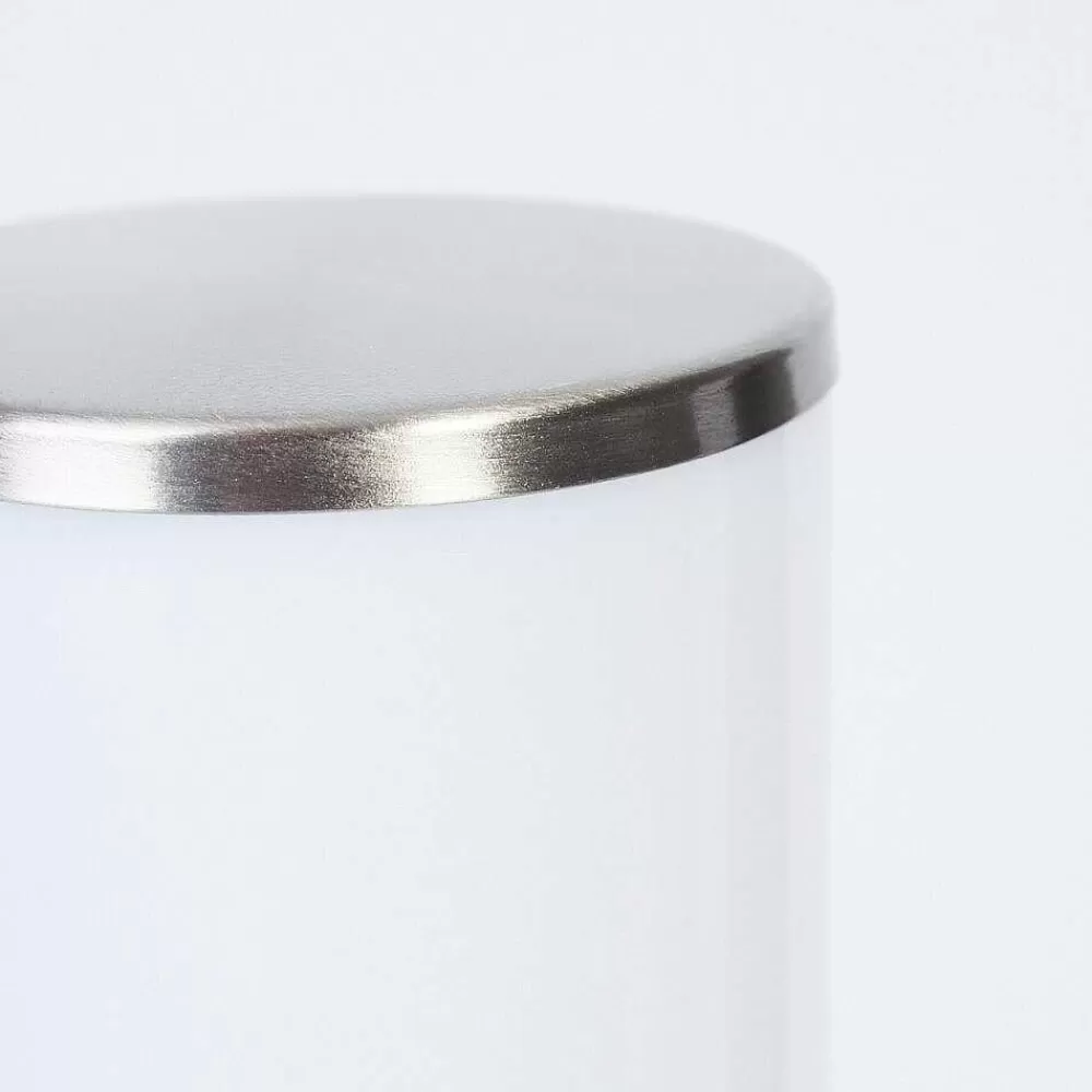 hofstein Borne Lumineuse Caserta Nickel Mat, Blanc, 1 Lumiere, Detecteur De Mouvement