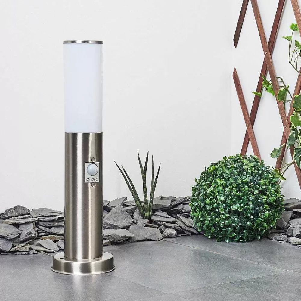 hofstein Borne Lumineuse Caserta Nickel Mat, Blanc, 1 Lumiere, Detecteur De Mouvement