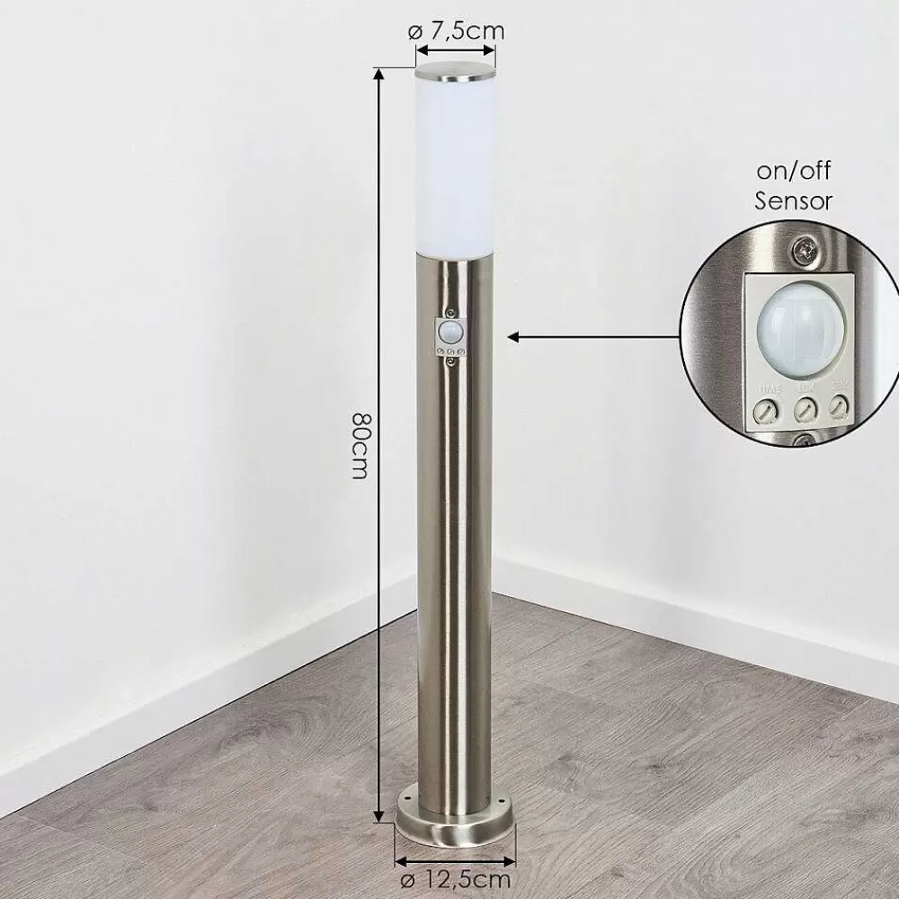 hofstein Borne Lumineuse Caserta Nickel Mat, Blanc, 1 Lumiere, Detecteur De Mouvement