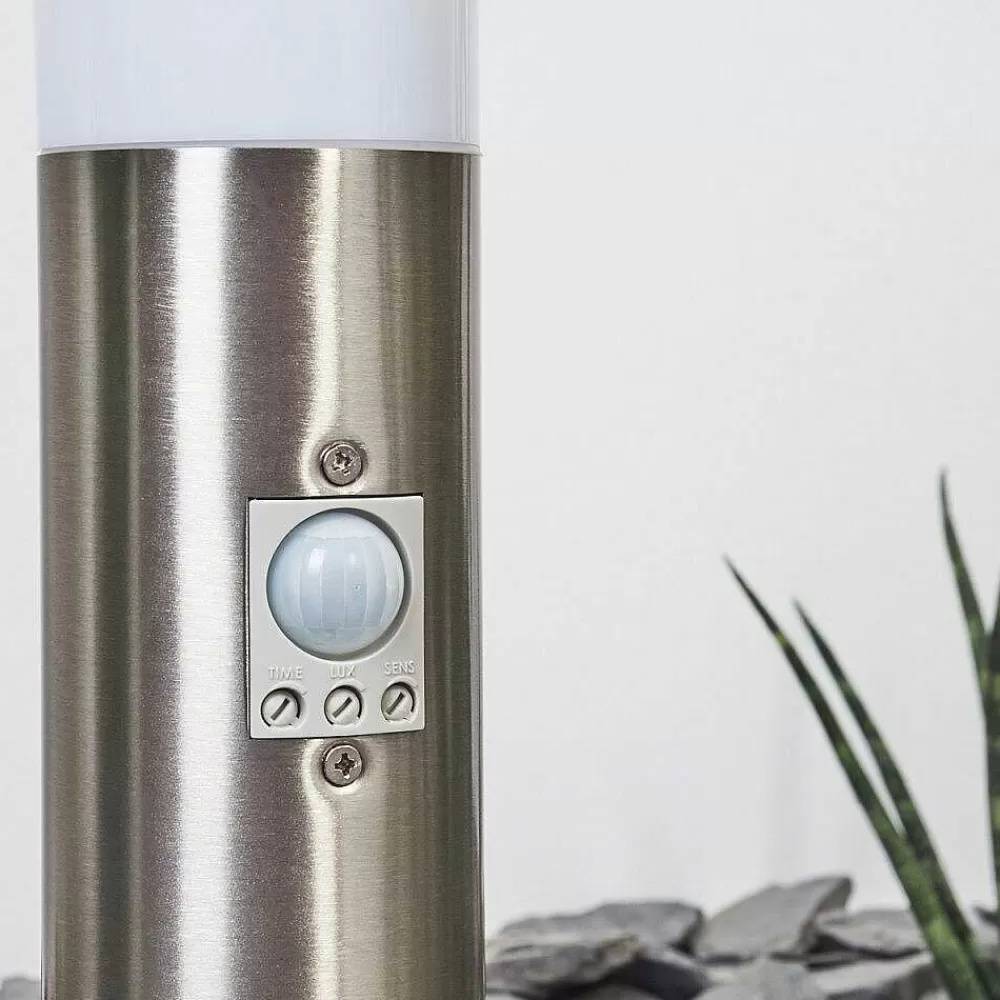 hofstein Borne Lumineuse Caserta Nickel Mat, Blanc, 1 Lumiere, Detecteur De Mouvement