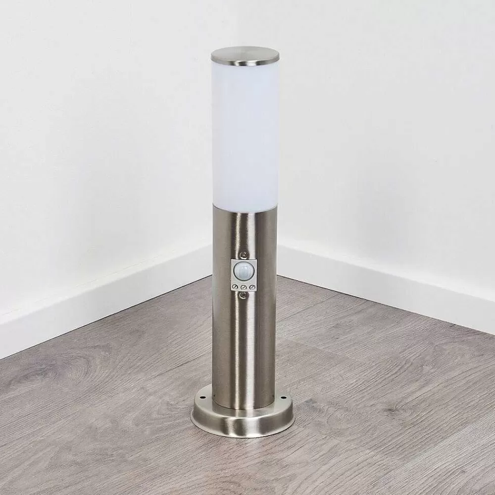hofstein Borne Lumineuse Caserta Nickel Mat, Blanc, 1 Lumiere, Detecteur De Mouvement