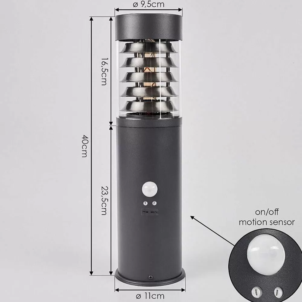 hofstein Borne Lumineuse Dakar Anthracite, 1 Lumiere, Detecteur De Mouvement