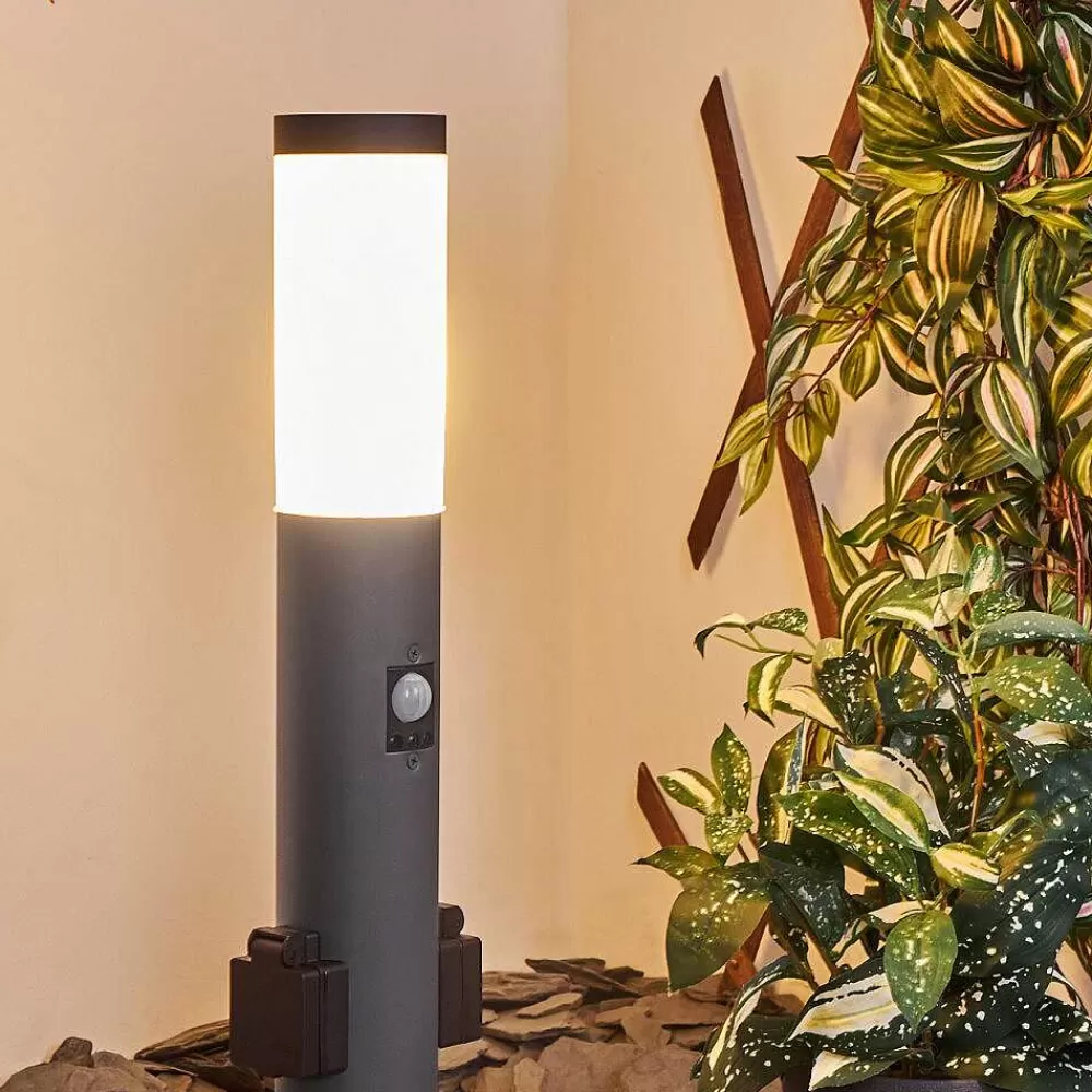 hofstein Borne Lumineuse Gaborone Anthracite, 1 Lumiere, Detecteur De Mouvement