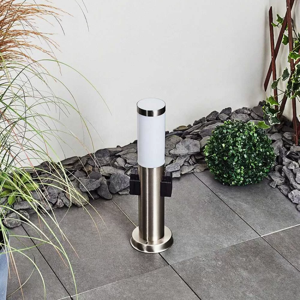 hofstein Borne Lumineuse Gaborone Led Nickel Mat, 1 Lumiere