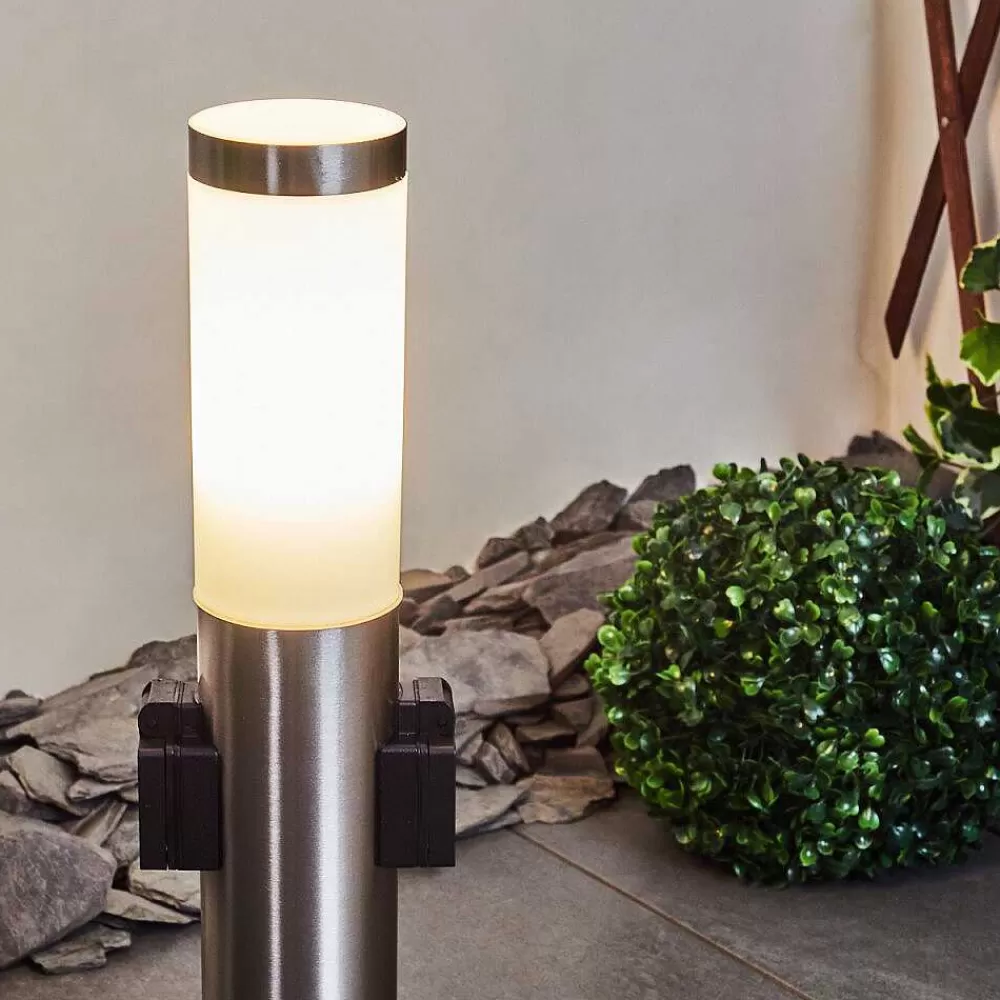 hofstein Borne Lumineuse Gaborone Led Nickel Mat, 1 Lumiere