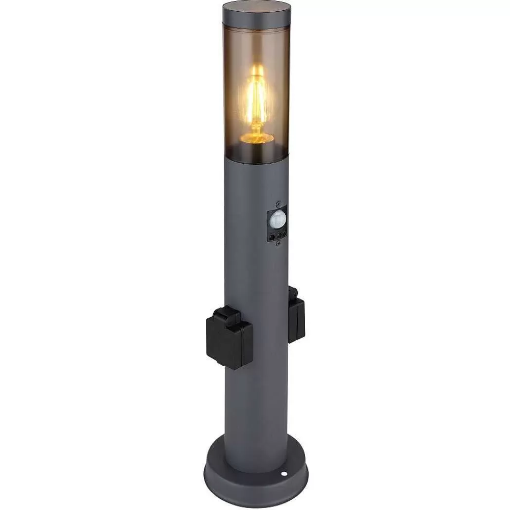 Luminaires Globo Lighting Borne Lumineuse Globo Boston Anthracite, 1 Lumiere, Detecteur De Mouvement