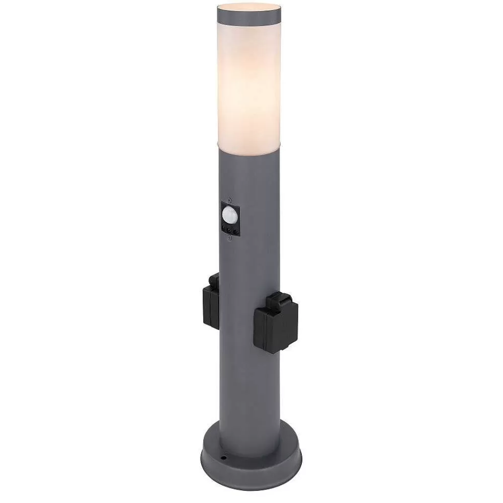 Luminaires Globo Lighting Borne Lumineuse Globo Boston Anthracite, 1 Lumiere, Detecteur De Mouvement