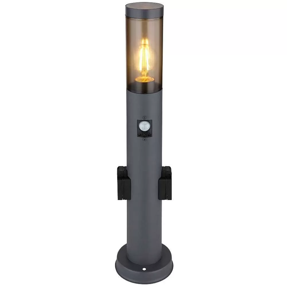 Luminaires Globo Lighting Borne Lumineuse Globo Boston Anthracite, 1 Lumiere, Detecteur De Mouvement