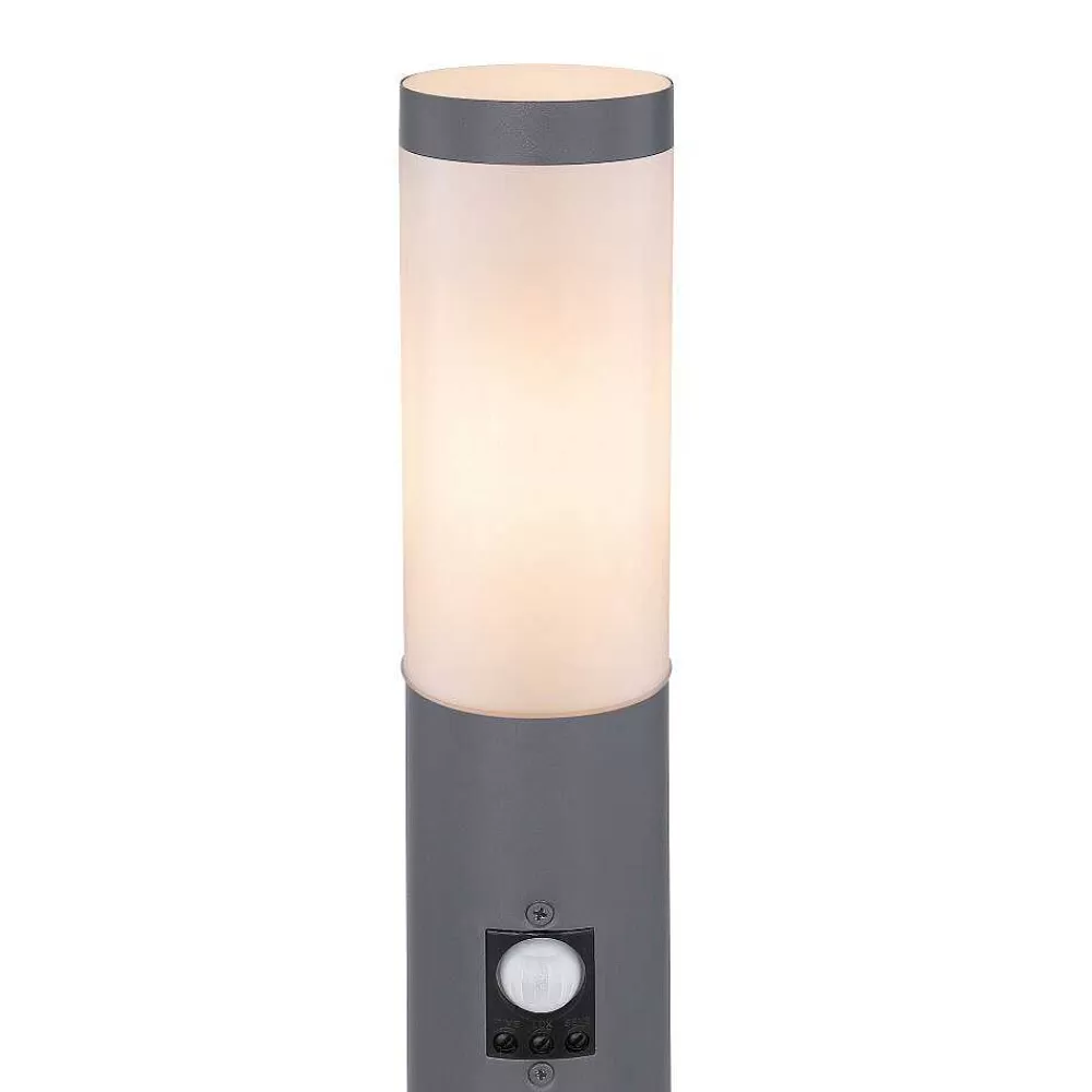 Luminaires Globo Lighting Borne Lumineuse Globo Boston Anthracite, 1 Lumiere, Detecteur De Mouvement