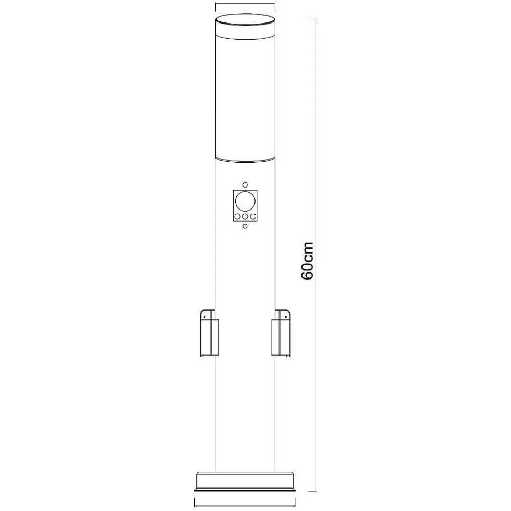 Luminaires Globo Lighting Borne Lumineuse Globo Boston Anthracite, 1 Lumiere, Detecteur De Mouvement