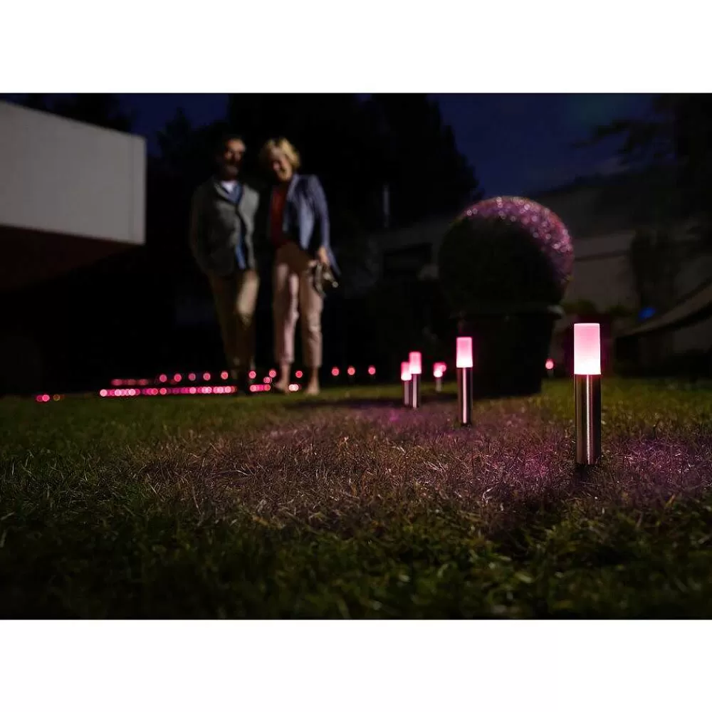 Luminaires Ledvance Borne Lumineuse Ledvance Garden Pole Acier Inoxydable, 1 Lumiere, Changeur De Couleurs