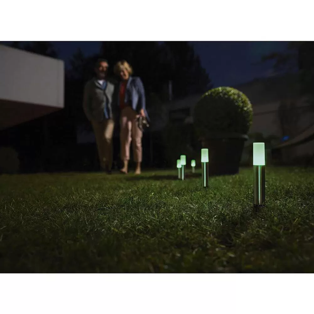 Luminaires Ledvance Borne Lumineuse Ledvance Garden Pole Acier Inoxydable, 1 Lumiere, Changeur De Couleurs