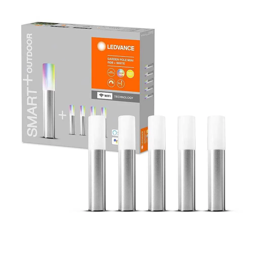 Luminaires Ledvance Borne Lumineuse Ledvance Garden Pole Acier Inoxydable, 1 Lumiere, Changeur De Couleurs