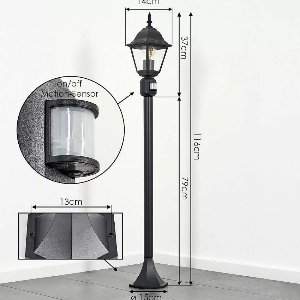hofstein Borne Lumineuse Naofe Noir, 1 Lumiere, Detecteur De Mouvement