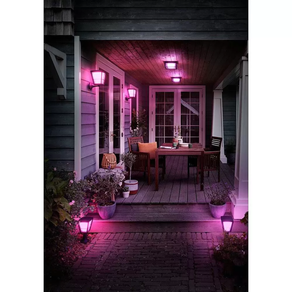 Luminaires Philips Borne Lumineuse Philips Hue Ambiance White & Color Econic Led Noir, 1 Lumiere, Changeur De Couleurs