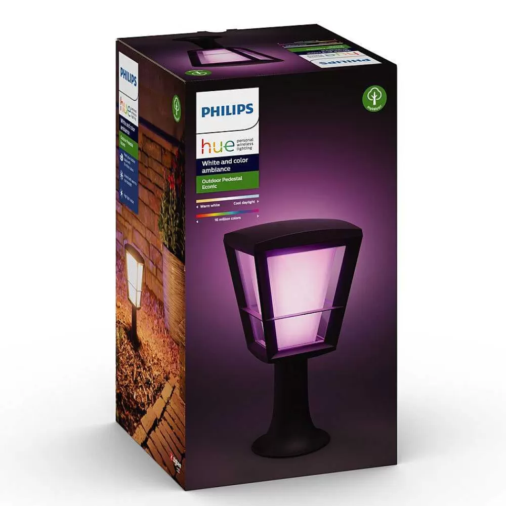 Luminaires Philips Borne Lumineuse Philips Hue Ambiance White & Color Econic Led Noir, 1 Lumiere, Changeur De Couleurs
