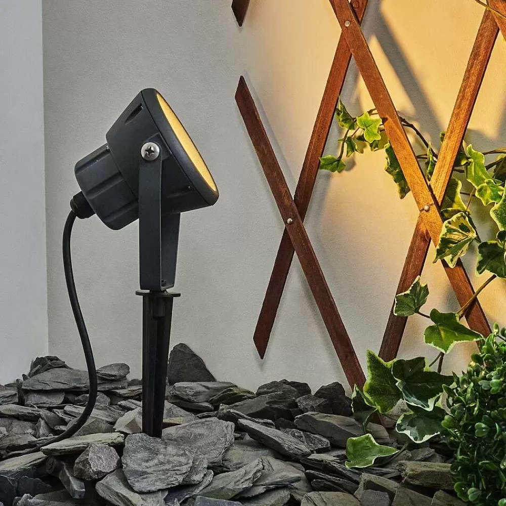 hofstein Borne Lumineuse Sempach Led Noir, 1 Lumiere, Changeur De Couleurs