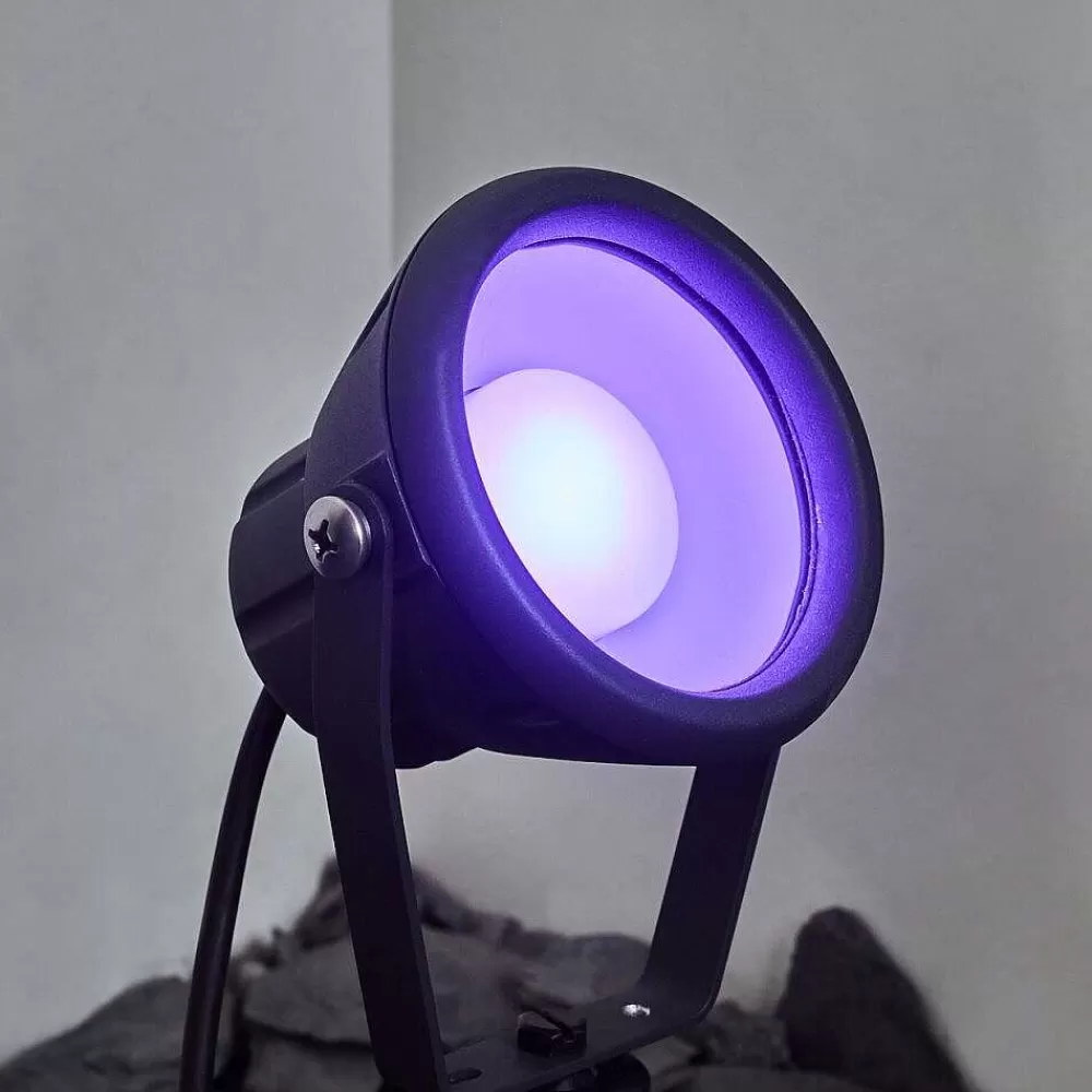 hofstein Borne Lumineuse Sempach Led Noir, 1 Lumiere, Changeur De Couleurs