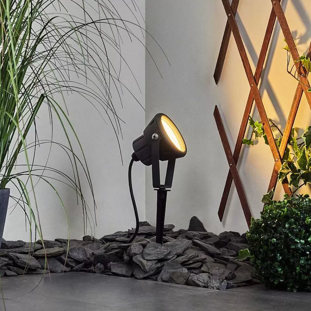 hofstein Borne Lumineuse Sempach Led Noir, 1 Lumiere, Changeur De Couleurs