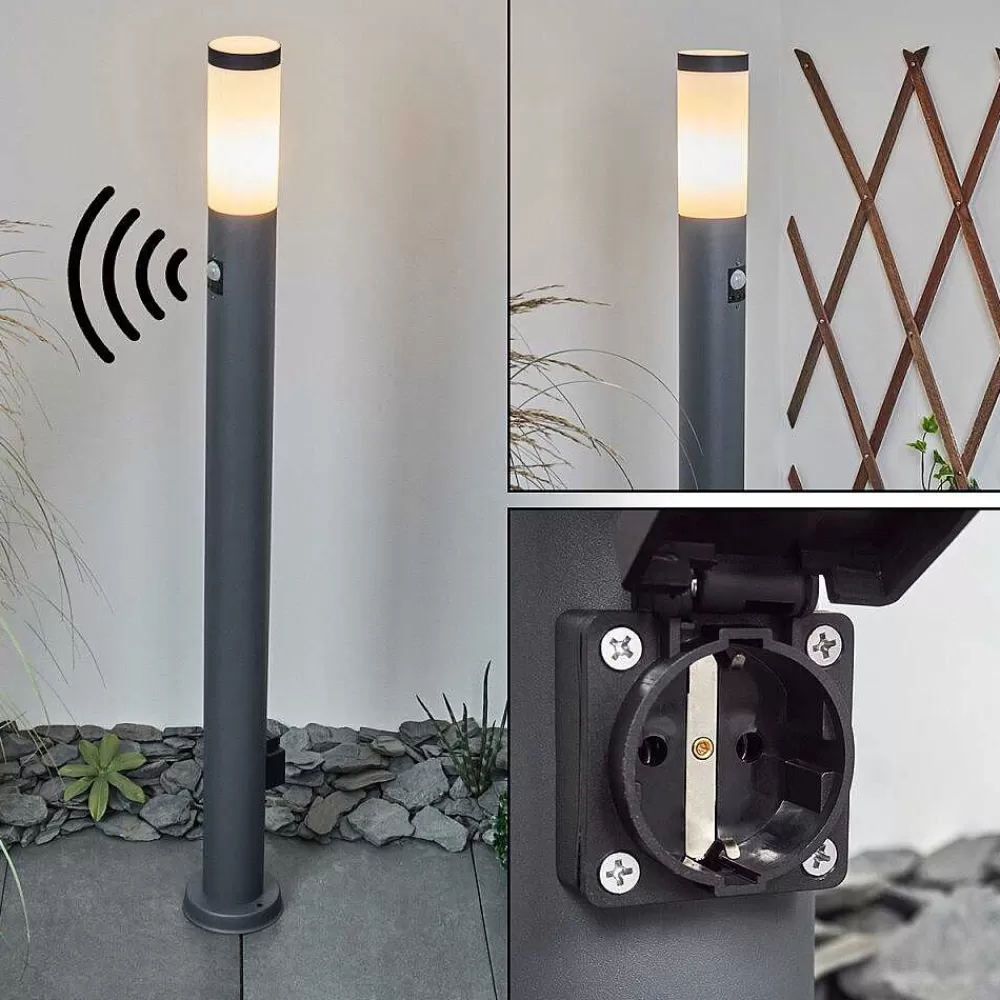 hofstein Borne Lumineuse Sessa Anthracite, 1 Lumiere, Detecteur De Mouvement