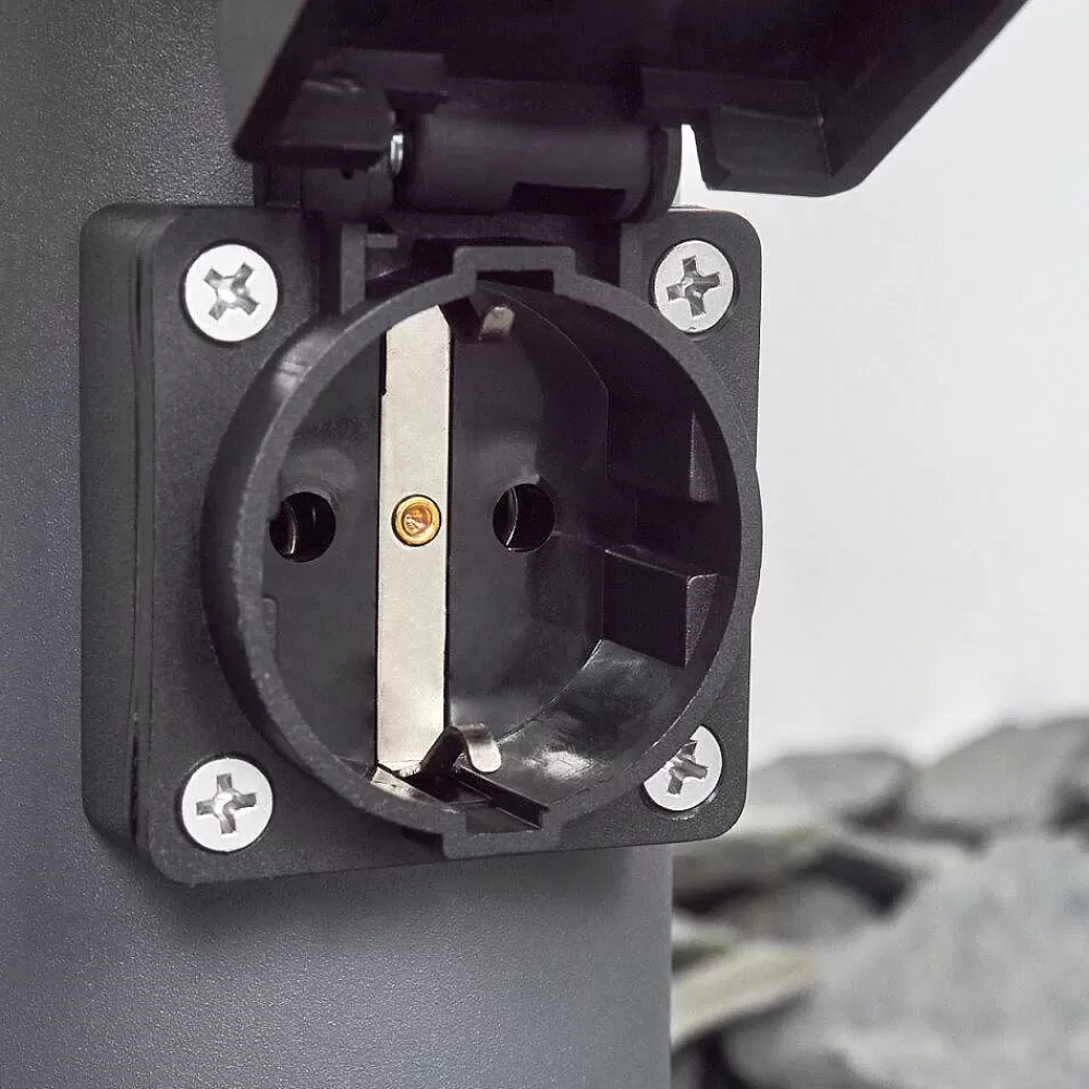 hofstein Borne Lumineuse Sessa Anthracite, 1 Lumiere, Detecteur De Mouvement